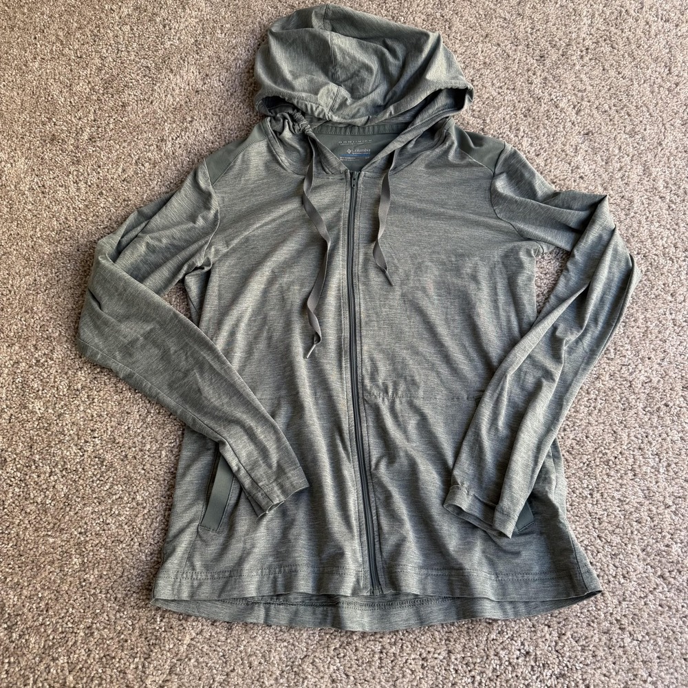 Columbia Jacket Womens Small Gray Hooded Omni-Wick Full Zip Lightweight Trail